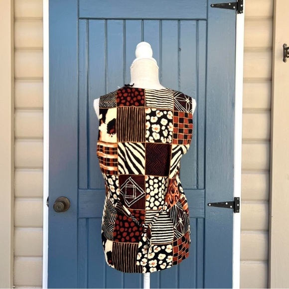 Vintage Black and brown patchwork vest with a boho vibe Women Size Medium - Picture 2 of 5